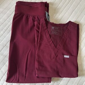 Figs Burgundy Women's Scrub Set